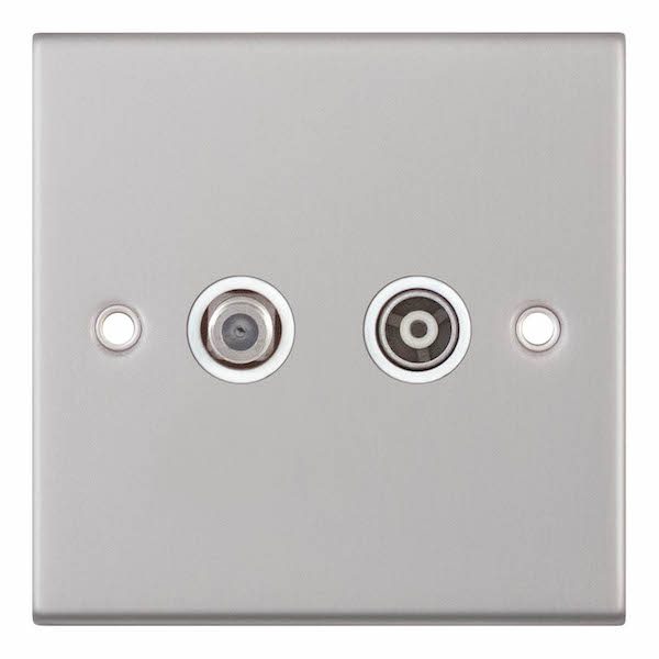 DSL136 ﻿1 Gang FType Satellite Socket + 1 Gang TV/FM ﻿Coaxial/Aerial