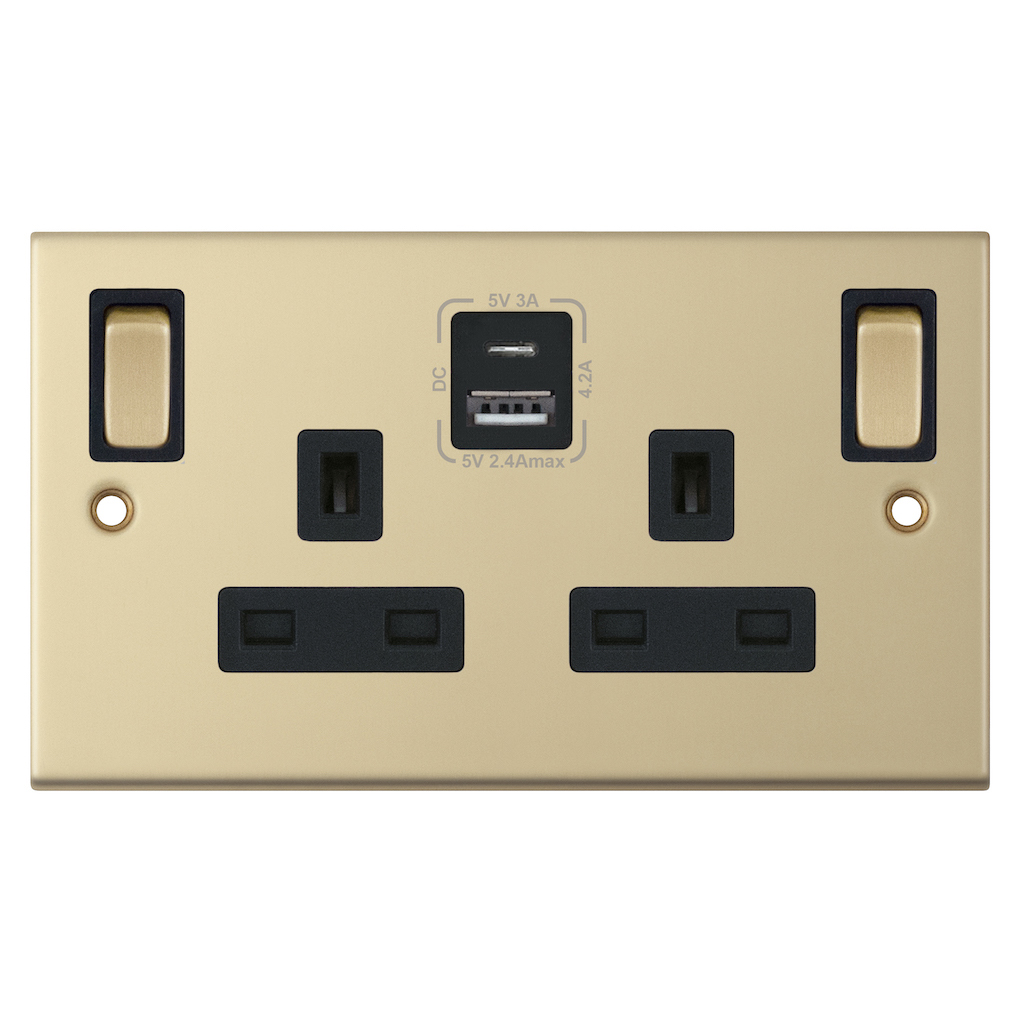 DSL886 13 Amp Socket Outlet 2 Gang Switched SP Outboard Rockers + 2 ...